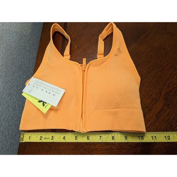 All in Motion Medium Support Sports Bra Small Orange Seamless Zip Front Workout - Picture 5 of 9